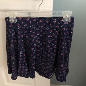 SO Navy Blue Flower Print Skater Skirt